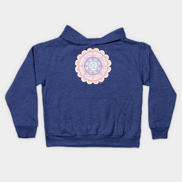 Peach Ohm Mandala Kids Hoodie by julieerindesigns